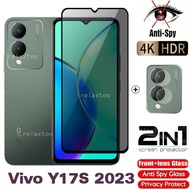 Privacy Screen Protector Glass Film For Vivo Y17 S Y17S Vivo Y17S 2023 Full Cover Anti Spy Privacy P