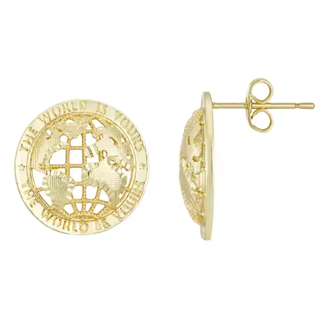 The world is yours map earrings round nugget earrings men women hip hop stud earrings jewelry punk 1