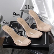 MAY Crystal High Heels Fashion Thick Sole Transparent Strappy Sandals