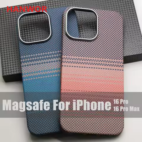 For iPhone 16 Pro Max / 16 Pro Magnetic Carbon Fiber Protective Case Luxury Aramid Fiber Cover Kevla