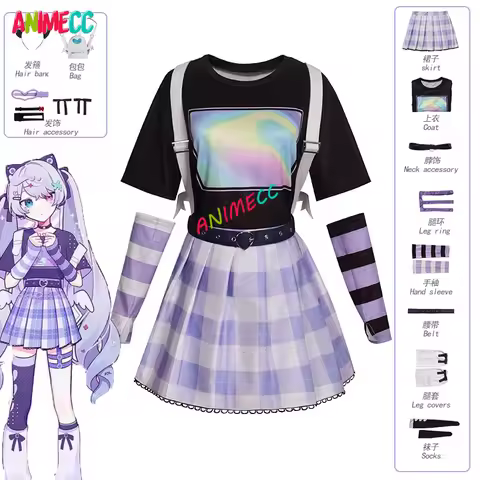 ANIMECC IN STOCK Miku Cosplay Costume Anime Project Sekai Colorful 25 Nightcord Cosplay Purple Dress