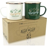 Roadmap Camping Gifts Camping Mugs Set of 2 Travel Holiday Enamel Coffee Cup 17OZ Big Capacity 304SS