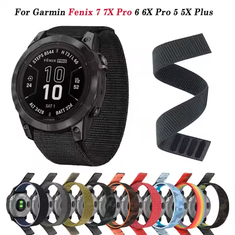 Hook & Loop Nylon Strap For Garmin Fenix 6 6X Pro 5 5X Plus 7 7X Pro 3HR S62 S60 / Epix Gen 2 Band 2