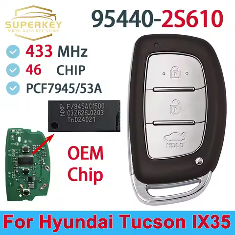 For HYUNDAI IX35 Tucson 2013 2014 2015 2016 433MHz 46 CHIP Smart Remote Car Key 3 Btns 95440-2S610 9