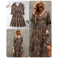 Floral Print Bishop Sleeve Dress