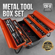 85pcs Socket & Spanner Set with 3 Layers Cantilever Metal Tool Box