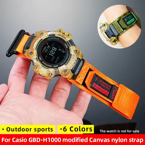 GBD H1000 Canvas Watchband for Casio Smart Sport Watch 3475 GBD-H1000 Modified Looped Nylon Strap Me
