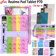 For Realme Pad Tablet P70 12 Inch Android 12 10.8-inch Soft Silicone Stress Reliever Toys Case Stand