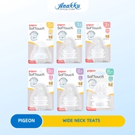 Pigeon Softouch Wide Neck Teats - Pigeon Puting Botol Leher Lebar untuk Keselesaan Bayi & Sistem Ant