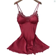【預訂/Pre-order】M-2XL Women Sexy Imitation Silk Satin Nightgown Sleepwear Dress Lingerie (6 color) 性感仿