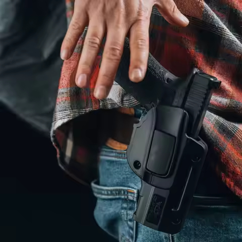 Concealed OWB Glock17 Holster, Glock 17 Gen5 G22 Holster, Belt Clip Omitac Right Hand Men pant Belt 