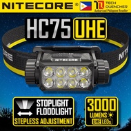 Nitecore HC75 UHE Headlamp 3000 Lumens - Spotlight & Floodlight Mode - USB-C - 5500mAh Battery -IP68