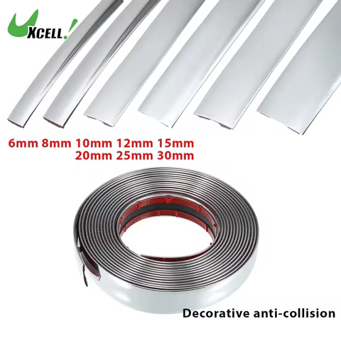 3M/5M Exterior Car Chrome Body Strip Bumper Auto Door Protective Moulding Styling Trim Sticker 6MM 8