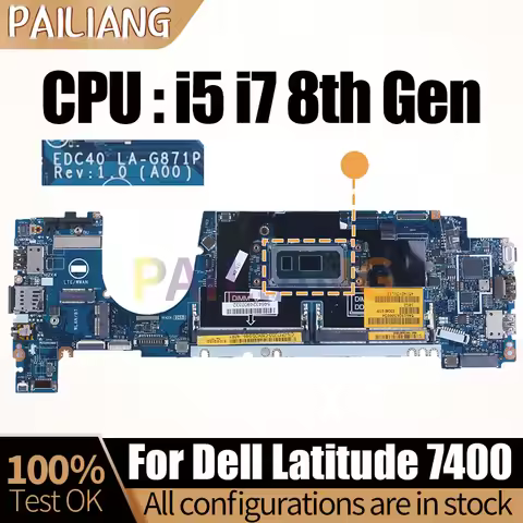 For Dell Latitude 7400 Notebook Mainboard Laptop LA-G871P 0M2JD3 0FHPJ8 0WRHWP i5 i7 8th Gen CPU Mot