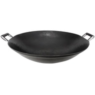 老式鐵鍋雙耳炒鍋無涂層加厚圓底尖底家用鑄鐵鍋生鐵鍋大小干鍋