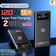 【Ultrathin】PD 120W Super Fast Charge Powerbank 20000mAh Powerbank Flash Charge Power Bank Qc3.0 Powe