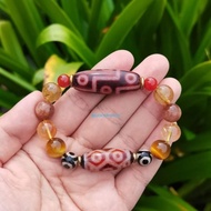 🔥Ready Stock🔥Red Dzi 9 Eyed Dzi + Dragon Eyed Dzi with Custom Bracelet