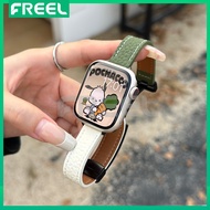 Folding Buckle Leather Magnetic Strap for Apple Watch ultra 2 49mm 9 8 7 45mm 41mm Slim Watchband fo