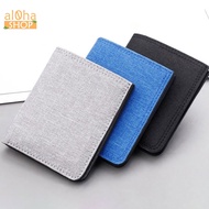 Classic men's leather wallet, plain Canvas, compact card holder - al0ha Shop