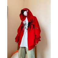 New Popular American retro Spider-Man zipper hoodies for men and women, hip-hop hoodies, trendy anime hooded sweatshirts, street fashion jackets