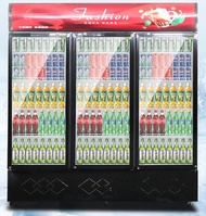 3 door shop commercial fridge vertical freezer fruit juice showcase chiller soft drink refrigerator glass door peti sejuk kedai