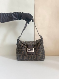 FENDI Zucca 經典老花肩背包則肩袋 氣質優雅 日本中古vintage
