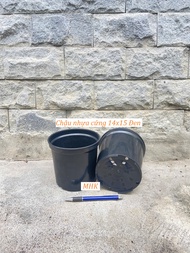 Chậu Nhựa Cứng 14X15 (Cm) Thakico màu đen