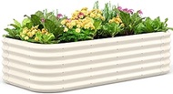 Quictent Galvanized Raised Garden Bed Kit Tall, 6x3x1.5 ft Oval Large Planting Box Rubber Strip Edgi
