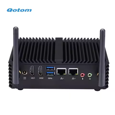 Processor Quad Core Mini PC Pentium J3710 Running 24/7 Fanless Qotom Mini PC Dual LAN VGA 2x HD 1.4 