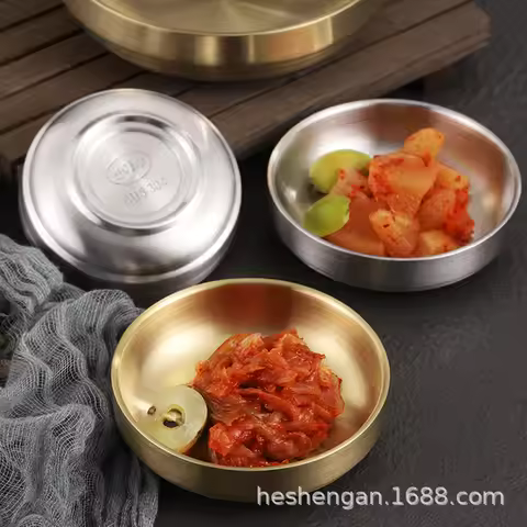 Korean 304 stainless steel sauce dish, small dish, Korean golden kimchi dish, barbecue dipping dish,