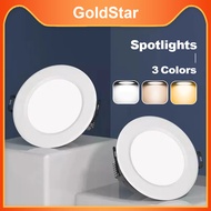 Goldstar 3 Colors  LED Recessed Downlight Ceiling Lights Panel Light Pin Light, Round 6W/9W/12W LED 