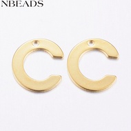 10pcs 304 Stainless Steel Letter.C golden 11x10x0.8mm Hole: 1mm