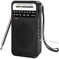 Portable Emergency Radio, Portable AM/FM Radio with Retractable Antenna, 3.5mm Headphone Interface, 