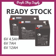 Rechargeable Battery 6V 4.5AH /  6V 7AH / 6V 12AH / Toy Car Battery
