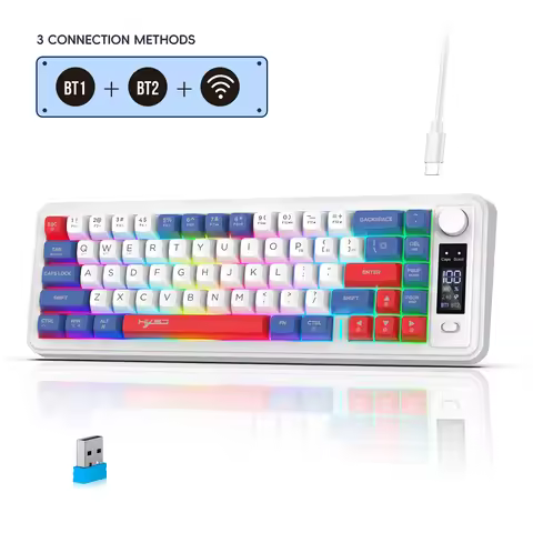 2025 New arrival HXSJ L68 68-Key 3-mode wireless gaming keyboard RGB backlit ergonomic compact wirel