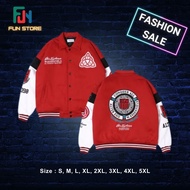 jaket W.Essentiels x alter ego jacket obelisk collegiate varsity jacket foxblood/sand oversize s l m