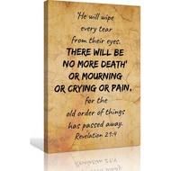 Revelation 21 4 Bible Verse Wall Art Vintage Bible Posters Art Deco Prints for Living Room Modern Pa