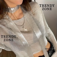 TRENDYZONE Sequin Scarf, Aesthetic Aluminium Alloy Glittering Bling Neckerchief, Fashion Long Thin P