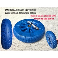 Bánh xe rùa nhựa đúc nguyên khối KN đường kính 420mm dày 100mm có bạc đạn 6304