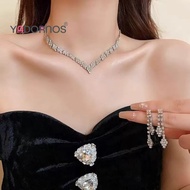 YADORNOS Women's Necklace Set - High Quality Zircon Necklace - High Flash Chain Earrings - Set Geome