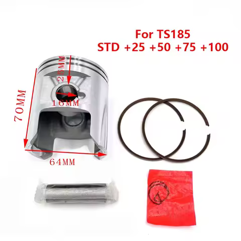 STD +25 +75 +50 +100 64mm 64.25mm 64.5mm 65mm Bore Pin 16mm Piston Ring Kit for Suzuki TS185 185cc T