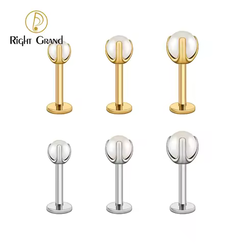 Right Grand ASTM F136 Titanium 16G White Pearl Stud Earring Tragus Helix Cartilage Conch Earring Nos