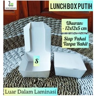 White Paper Lunch Box, UK: 12x12x5 cm S (Ready to Use Inside and Out Lamination) Small Food Grade Iv