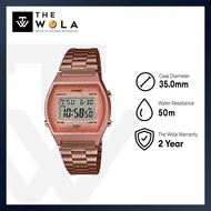 (2 Years Warranty) Casio Vintage Digital Watch B640WCG-5 Rose Gold Stainless Steel Band Unisex Watch