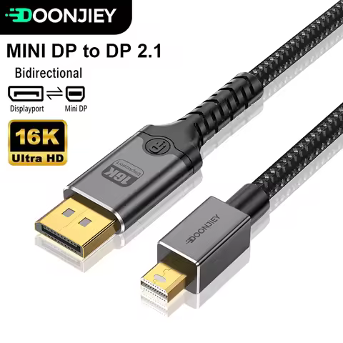 16K Mini DisplayPort to DisplayPort Cable DP2.1 8K 60Hz Bi-Directional Transmission DP to Mini DP Ca