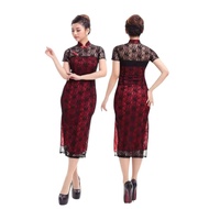 NEW8273 ชุดกี่เพ้า ผ้าลูกไม้ซีทรู Qipao