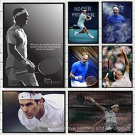 Tennis Legend Roger-Federer Portrait Signature Sports Poster Canvas Painting HD Printed Wall Art Pic