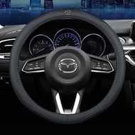 Mazda มาสด้าระบายอากาศได้ไม่ลื่นหนังหุ้มพวงมาลัยรถยนต์อุปกรณ์รถยนต์ต์เหมาะสำหรับ Mazda 2 3 5 6 8 Atenza AXELA CX5 CX7 CX3 CX9 RX MX 38CM(15in)/Car steering wheel cover