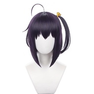 Takanashi Rikka Cosplay Wig Short Purple Black Heat Resistant Synthetic Hair Wigs for Women Girls Co