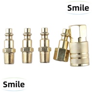 SMILE 5pcs Air Hose Fittings 1/4 Inch Npt Brass Quick, 1/4 Inch Yellow Air Compressor Quick Connect, Pneumatic Tool Accessories Copper Solid Compressor Fitting Air Compressor